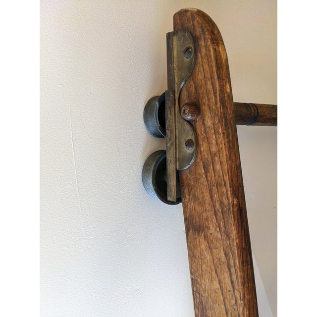 Brown 1920s Industrial Rolling Library Ladder by Putnam For Sale - Image 8 of 12