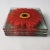 Contemporary Retro Handpainted Red Zinnia Flower Glass Coasters, Signed For Sale - Image 3 of 7