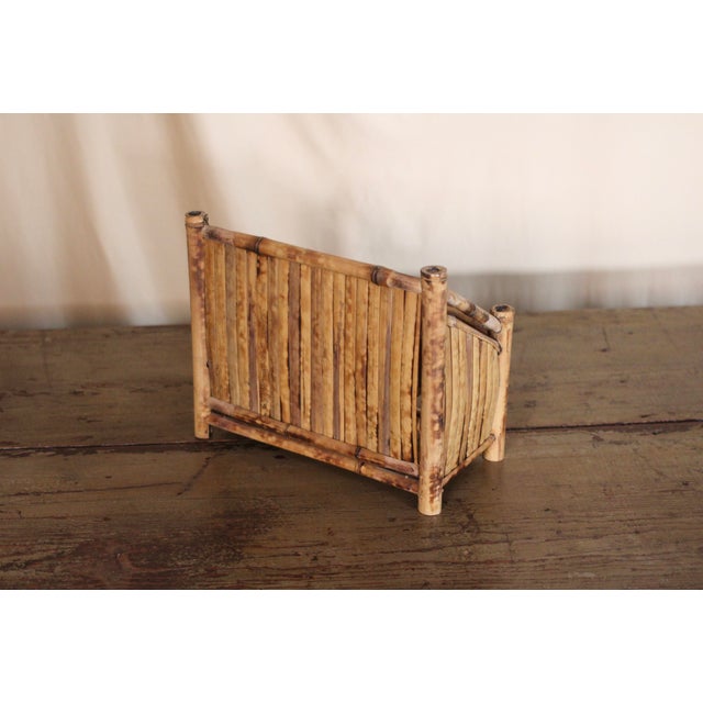 Burnt Bamboo Desk Organizer or Letter Holder For Sale - Image 4 of 8