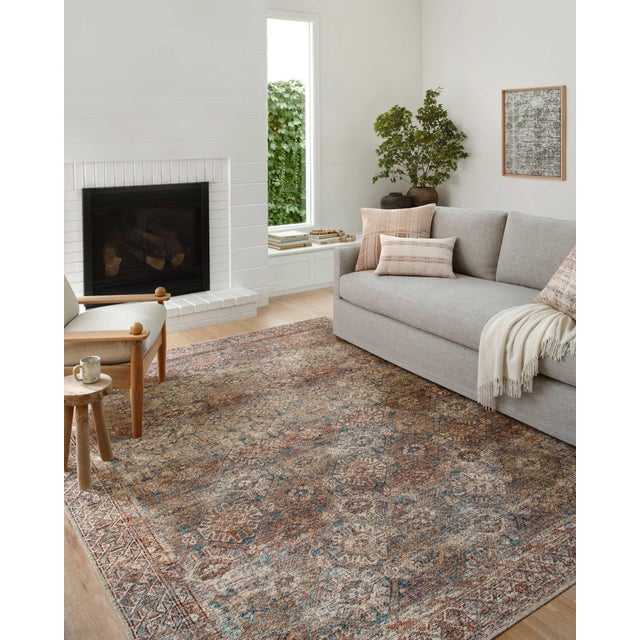 Contemporary Amber Lewis x Loloi Billie Aqua / Rust 6'-0" x 9'-0" Area Rug For Sale - Image 3 of 8
