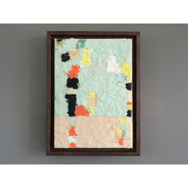 THINGS FAR AND NEAR Oil on linen board Size: 8.1 x 6.1 inches (including frame) A small and visually impactful abstract...