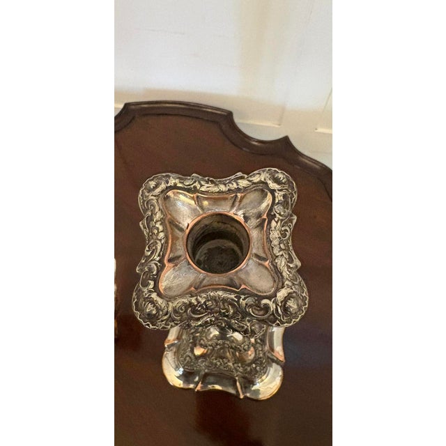 Antique Tall Silver-Plated Candlesticks, 1880, Set of 2 For Sale - Image 9 of 12