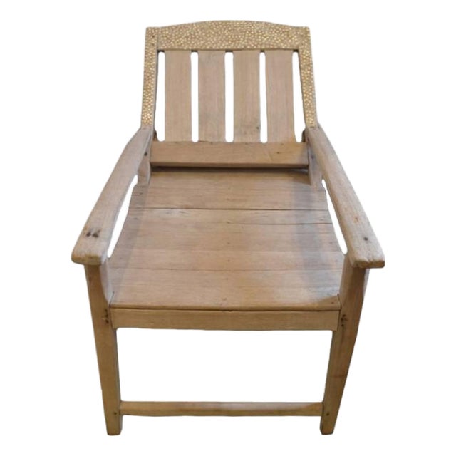 Andrianna Shamaris Shell Inlay Teak Wood Colonial Chair For Sale