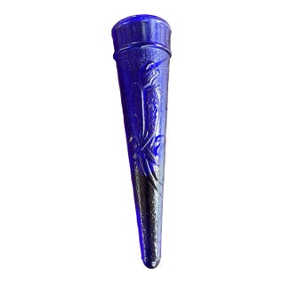 Art Deco Cobalt Blue Depression Dugan Glass Company Automobile Wall Pocket For Sale