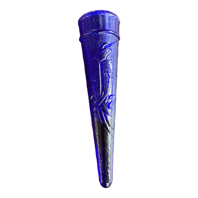 Art Deco Cobalt Blue Depression Dugan Glass Company Automobile Wall Pocket For Sale