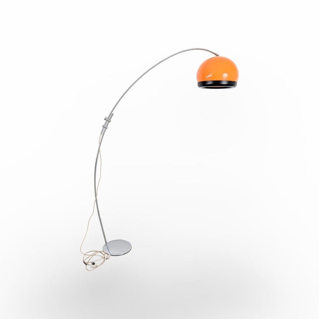 Mid-Century Space Age Orange Floor Arc Lamp, 1970s For Sale - Image 5 of 12