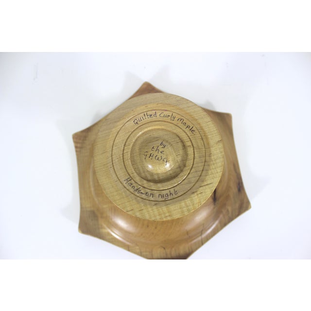 Vintage Hand Turned Maple Wood Pedestal Bowl For Sale - Image 10 of 10