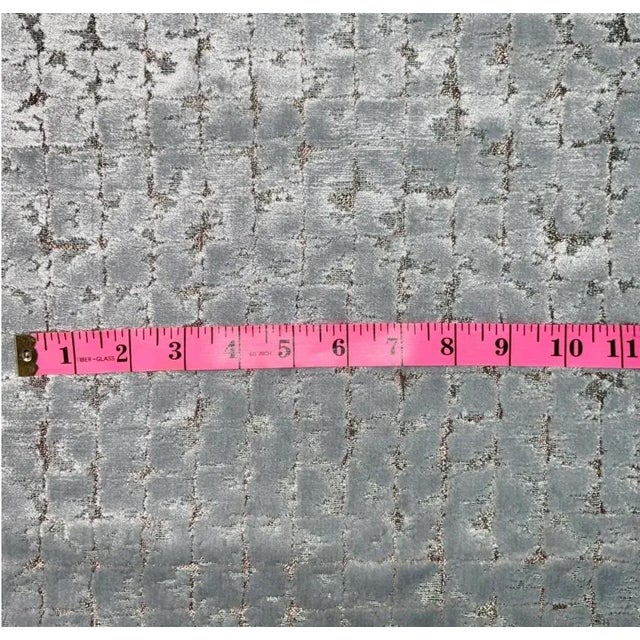 Ice Blue Velvet Pillow Cover, High End Lush Woven Cut Velvet For Sale - Image 4 of 5