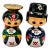 Vintage Japanese Kokeshi-Inspired Wooden Couple Dolls on Base For Sale