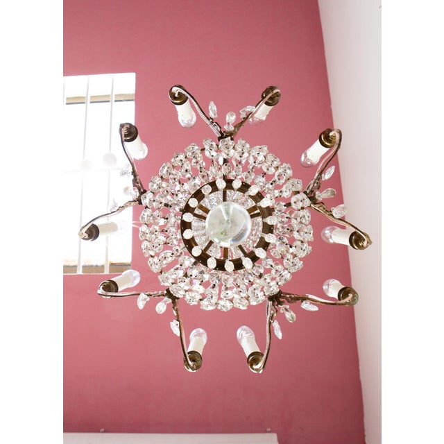 1920s Large Art Nouveau Swedish Glass Chandelier, 1890s For Sale - Image 5 of 11