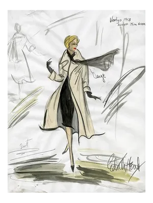 16x20 Reproduction Print of Original Costume Sketch by Edith Head of Kim Novak for "Vertigo"