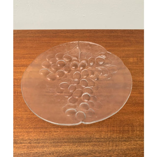 Vintage Swedish Glass Plate with Grape Decoration by Ann Wärff for Kosta Boda, in Very Good conditions. Designed 1970 to...