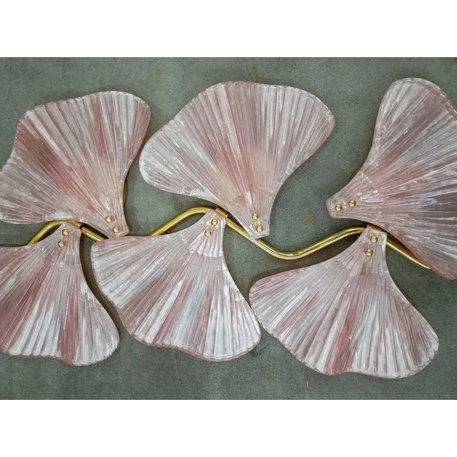 Metal Murano Art Glass and Brass Pink Color Wall Light, 1990 For Sale - Image 7 of 10