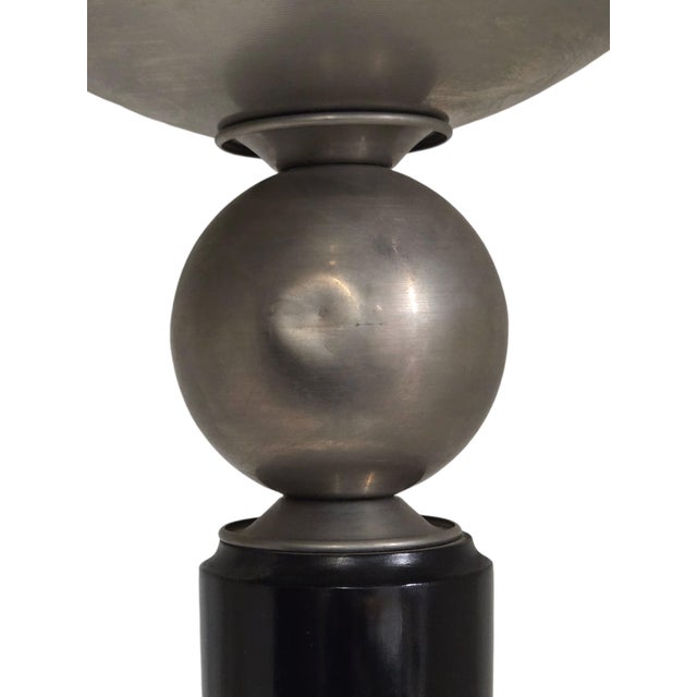 Ebony Early 20th Century A Tall French Art Deco Tiered Torchere /Floor Lamp in Ebonized Wood and Metal For Sale - Image 8 of 16