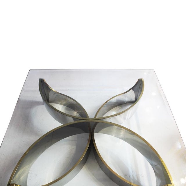 Metal Chrome and Glass Flower Center Table attributed to Frank Stella, USA, 1980 For Sale - Image 7 of 9