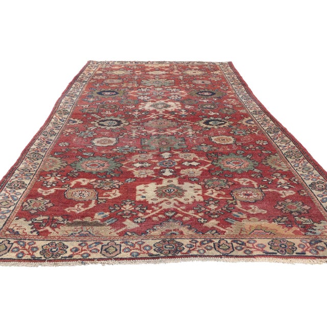 Rustic Mid 20th Century Mid 20th Century Vintage Persian Mahal Rug - 04'04 x 10'02 For Sale - Image 3 of 9