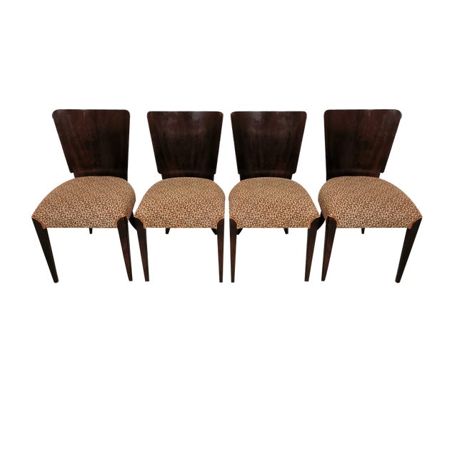 Art Deco Dining Chairs by Jindrich Halabala, 1940s, Set of 4 For Sale