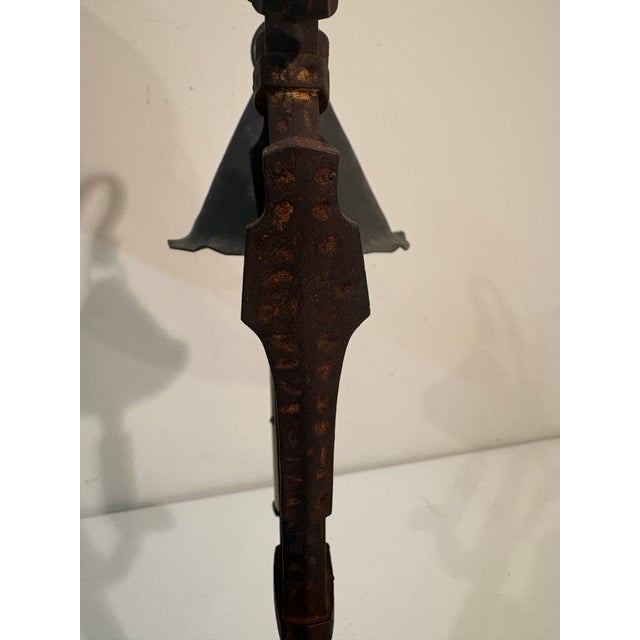 Antique Hand-Forged Wrought Iron Lamp – Gothic Revival, Spanish Mission, Arts & Crafts Style For Sale - Image 9 of 12