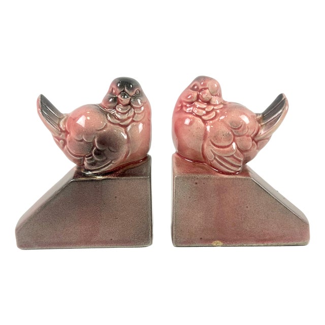 Art Deco Pink Sparrow Bookends, 1930s, Set of 2 For Sale