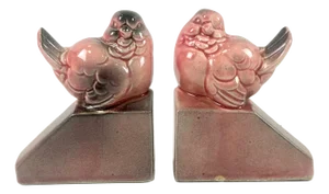 Art Deco Pink Sparrow Bookends, 1930s, Set of 2