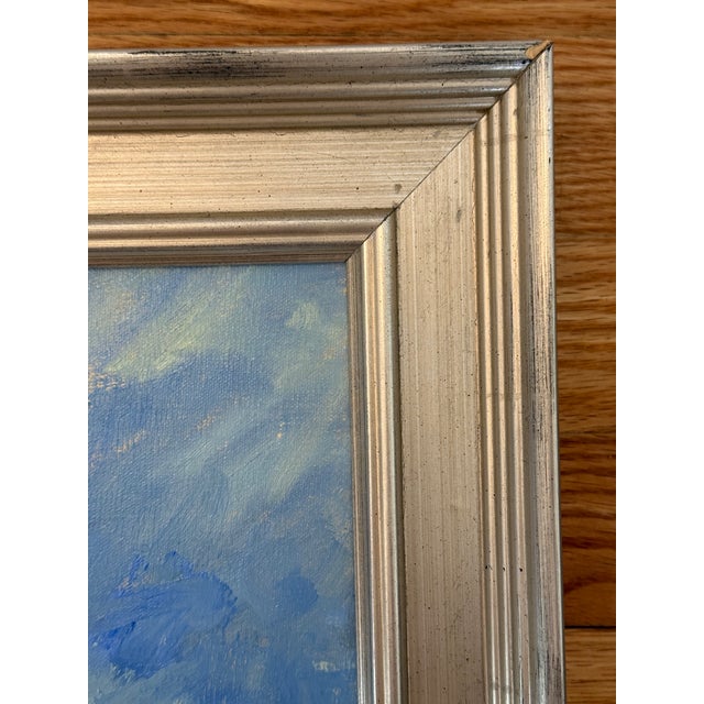 Wood Original Landscape With Hay Bales Oil Painting, Framed For Sale - Image 7 of 8