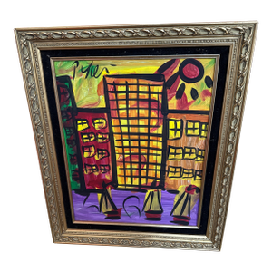 1970s Original Peter Keil Nyc Buildings Abstract Painting