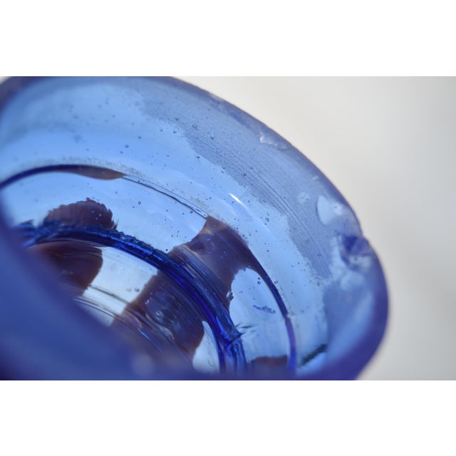 Blue Mid 20th Century Takahashi Hand Blown Cobalt Blue Glass Apothecary Jars With Lids- Set of 3 For Sale - Image 8 of 11