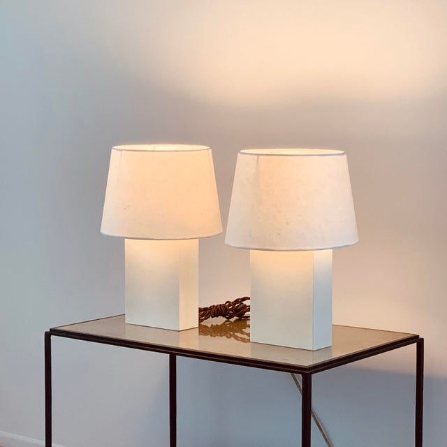 Not Yet Made - Made To Order Bloc' Parchment Lamps With Parchment Paper Shades by Design Frères - a Pair For Sale - Image 5 of 12