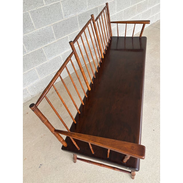 Mid 19th Century Primitive Birdcage Style 72" Maple and Walnut Eight Leg Deacons Bench For Sale - Image 5 of 12