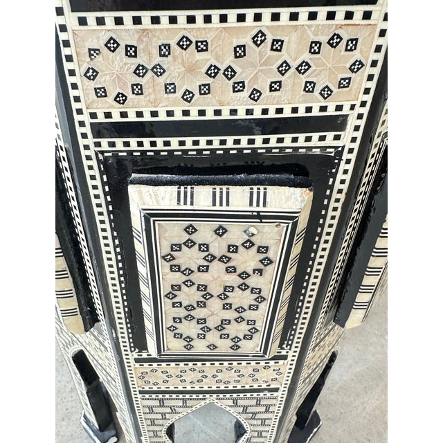 Wood Vintage Moroccan Inlaid Side Tables-a Pair For Sale - Image 7 of 12