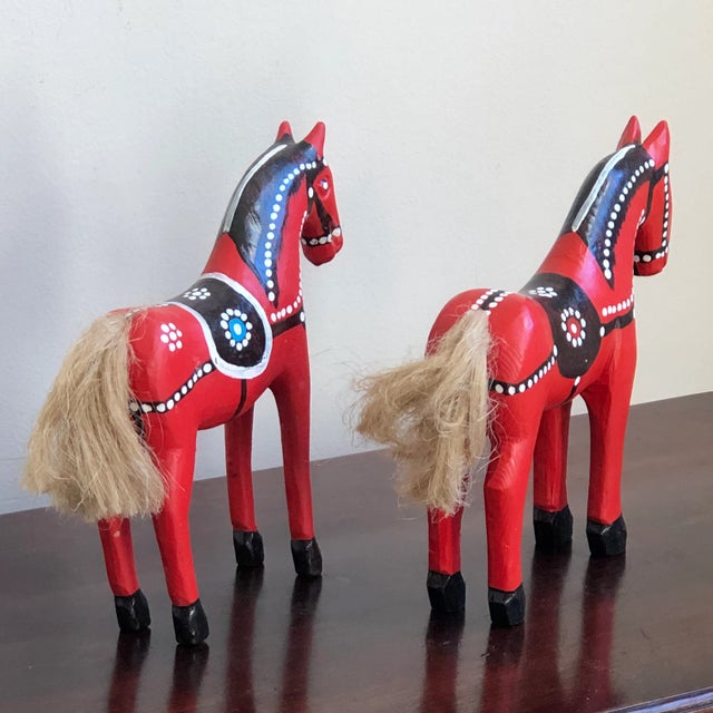 Figurative Vintage Handcrafted European Wooden Folk Art Horses — a Pair For Sale - Image 3 of 11