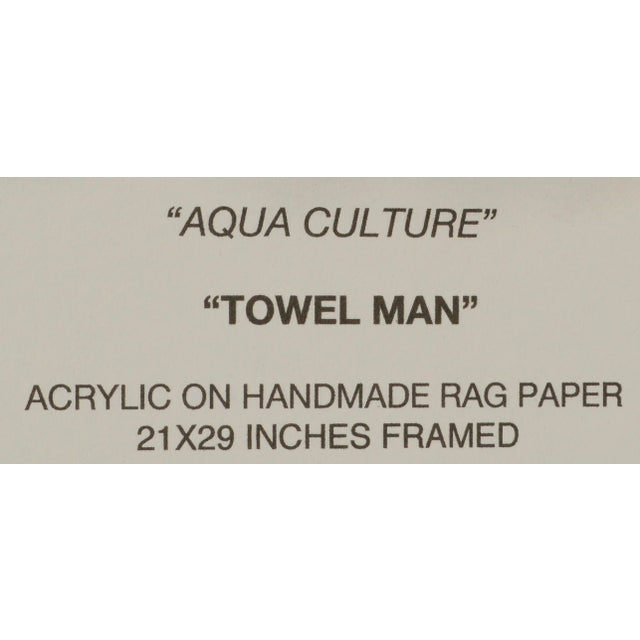 Paint "Towel Man" Figurative Abstract Poolside Swimmer, Aqua Culture Series by Marc Foster Grant For Sale - Image 7 of 7