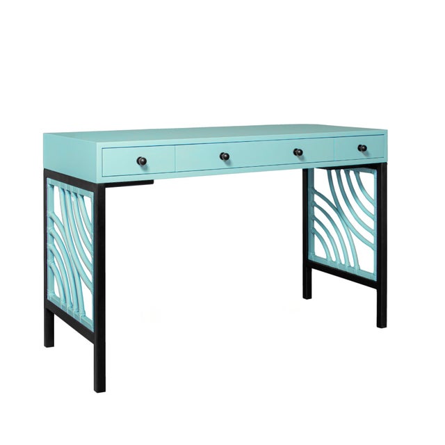 Swirl Writing Desk - Turquoise For Sale - Image 9 of 9