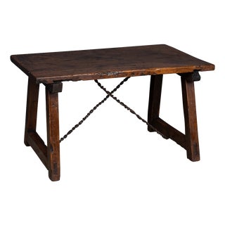 Antique Spanish Table with Twist Iron Detail, 1850s For Sale