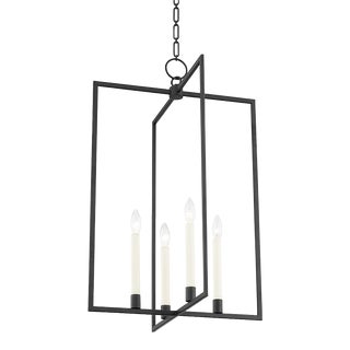 Mark D. Sikes 4 Light Middleborough Pendant, Large, Aged Iron For Sale