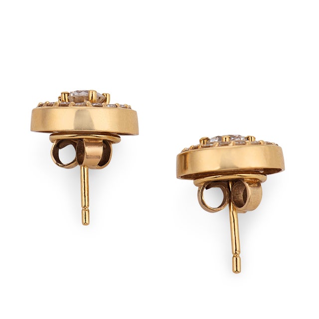 Vintage 2.20 Carat Diamond 14k Yellow Gold Stud Jacket Earrings, Pair For Sale In Los Angeles - Image 6 of 6