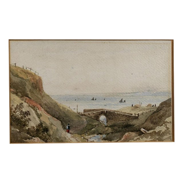 English School, Coastal Landscape, 1860, Watercolour For Sale