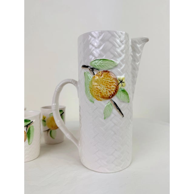 Mid-Century Modern 1960s Vintage Our Own Import Ceramic Pitcher and Cups Set- 5 Pieces For Sale - Image 3 of 12