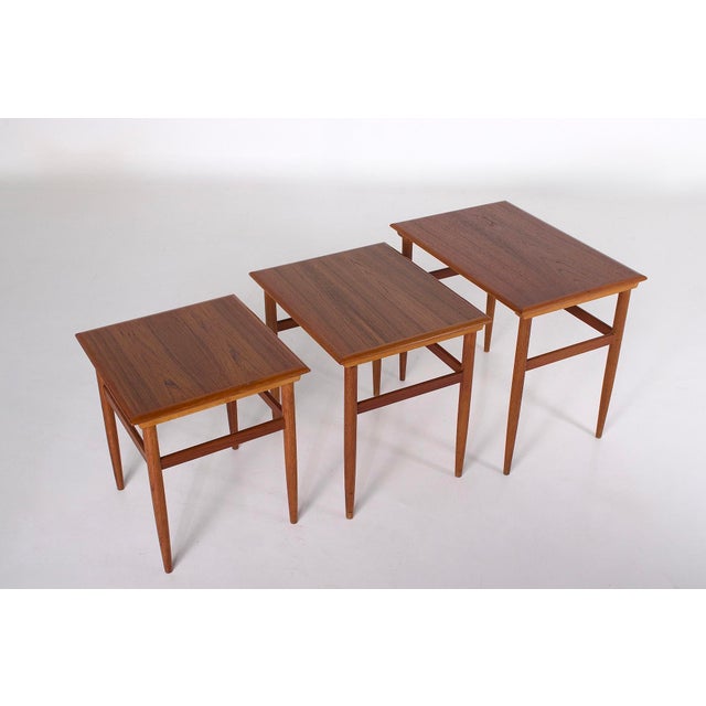 Wood Scandinavian Nesting Tables in Teak, 1960s, Set of 3 For Sale - Image 7 of 7