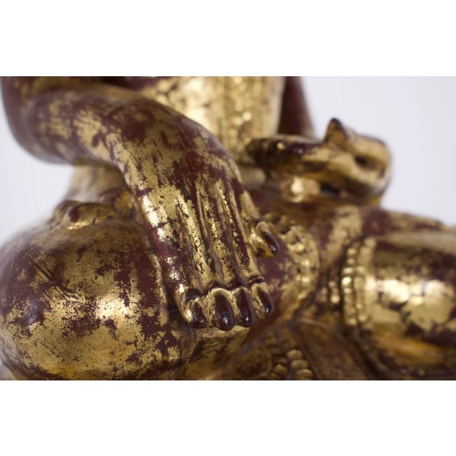 Konbaung Maravijaya Birman Buddha, 1800s, Lacquered Wood For Sale - Image 9 of 13