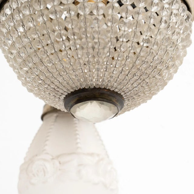 Vintage French Art Deco Metal & Glass Ceiling Lamp, 1930s For Sale - Image 14 of 18