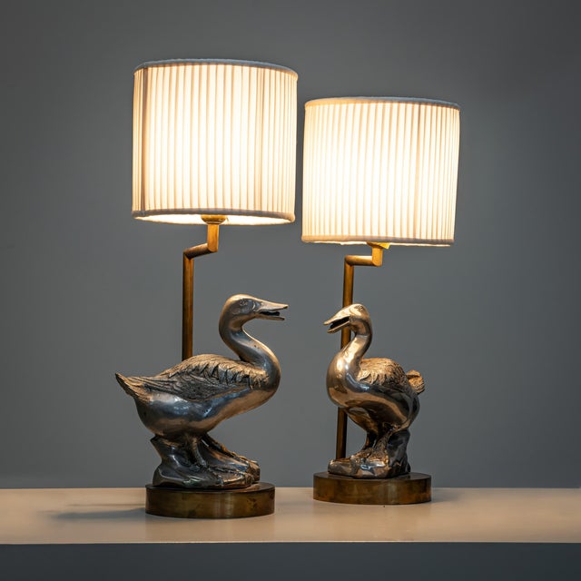 Table Lamps with Decorative Geese Figures, 1980s, Set of 2 For Sale - Image 9 of 9