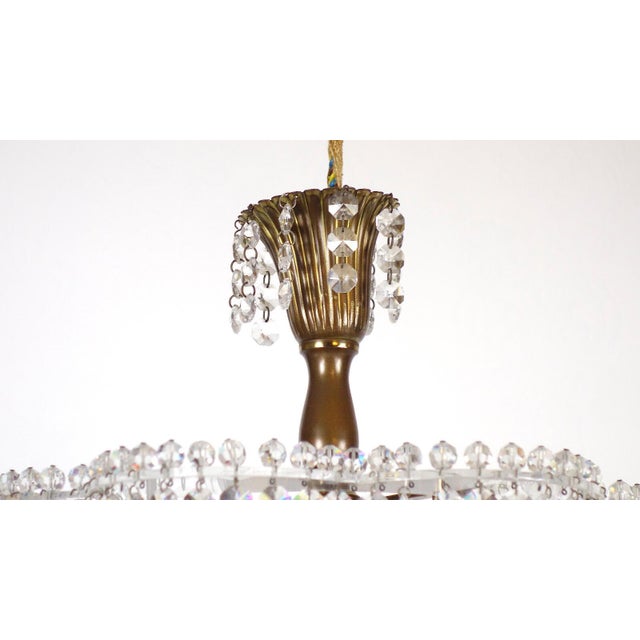Antique Brass Lead Crystal Three-Light Chandelier, 1930s, in Very Good conditions. Designed 1920 to 1949 I have official...