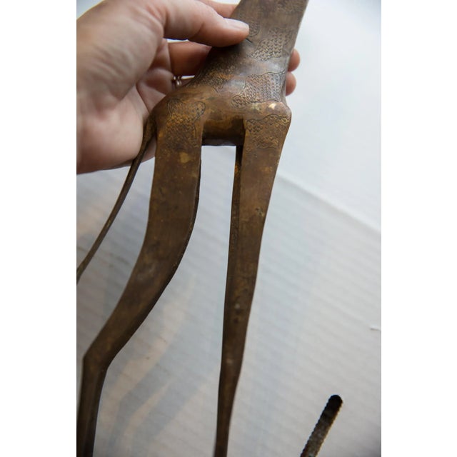 Figurative Vintage African Bronze Alloy Giraffe For Sale - Image 3 of 10
