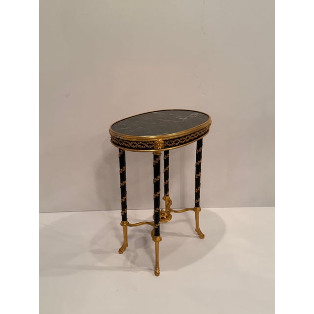 Black 19th Century Bronze Mounted Gueridon Table With Marble Top For Sale - Image 8 of 13