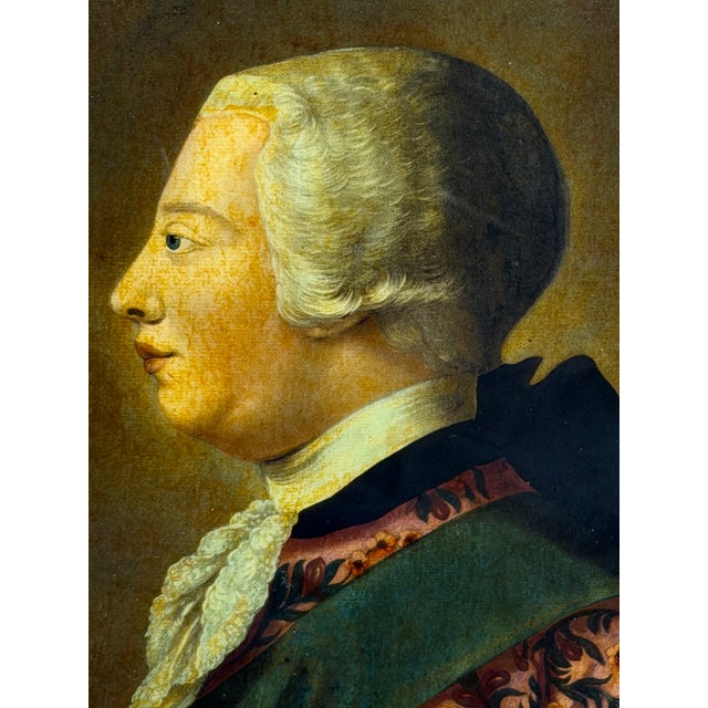 18th Century King George III Reverse-Painted Mezzotint on Glass After Jeremiah Meyer Ra, Engraved by Richard Purcell, London For Sale - Image 4 of 18