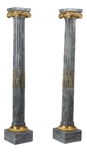 Fluted Marble Columns with Ionic Capitals, 1900, Set of 2
