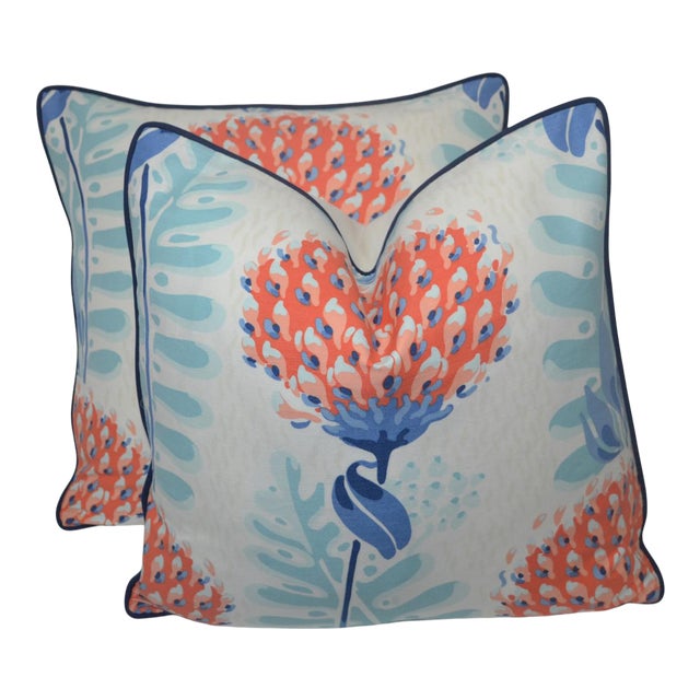 Thibaut Fabric Tiverton Coral Print Pillows a Pair Chairish