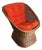 Midcentury Wicker Pod Chair W/ Original Orange Cushions For Sale