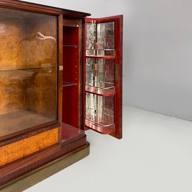 Italian Art Deco Bar Cabinet with Lamp in Wood and Glass, 1930s For Sale - Image 6 of 18